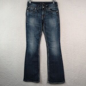 Silver Suki Surplus Jeans Women's 25x32 Blue Denim Stretch Flap Pocket